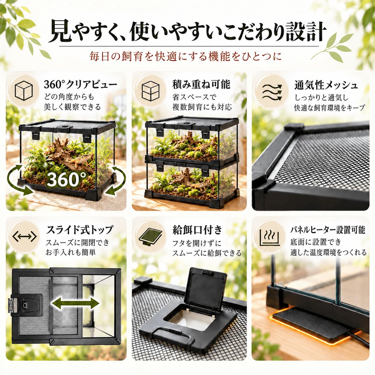 Amazon | DcM爬虫類両生類飼育ケージ、自社製ガラス飼育ケージ